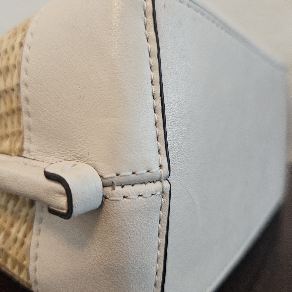 Coach Millie Floral Embroidered Straw Bag - Tan and White - Picture 9 of 9